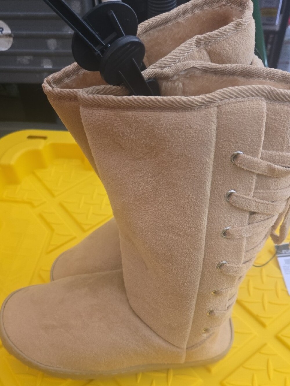 Rue21 Women's Tall Tan Suede-Look Button Back Boots